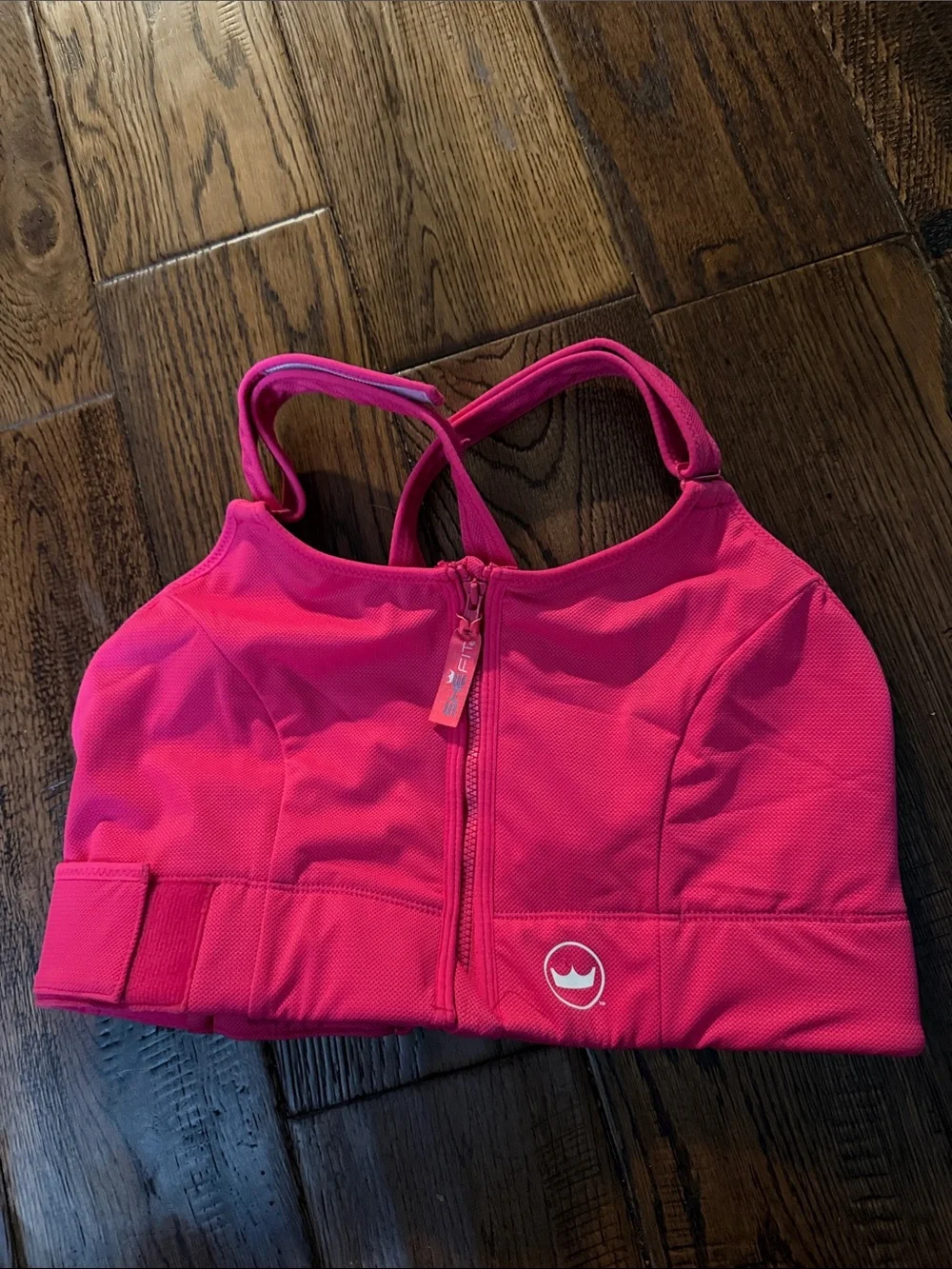 SHEFIT Front-Zip High-Support Sports Bra in Hot Pink Size 1 LUXE